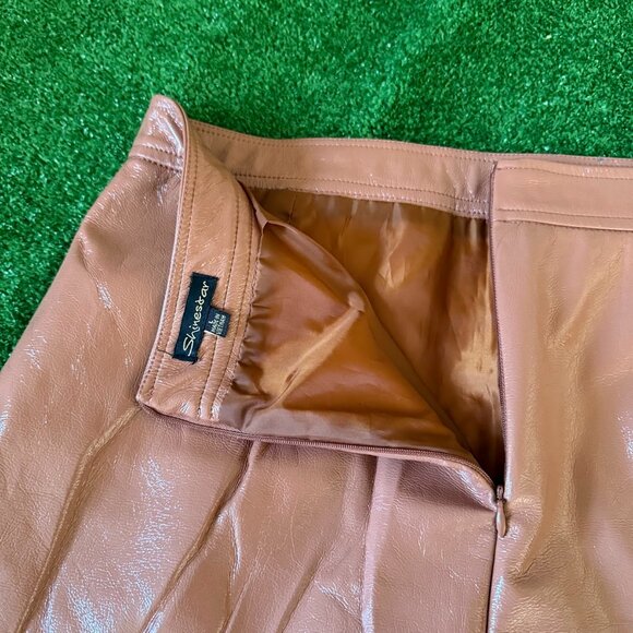 Shinstar Women’s Mini Bodycon Side Slit Rose Vegan Leather Lining Skirt  Size L - Picture 15 of 16
